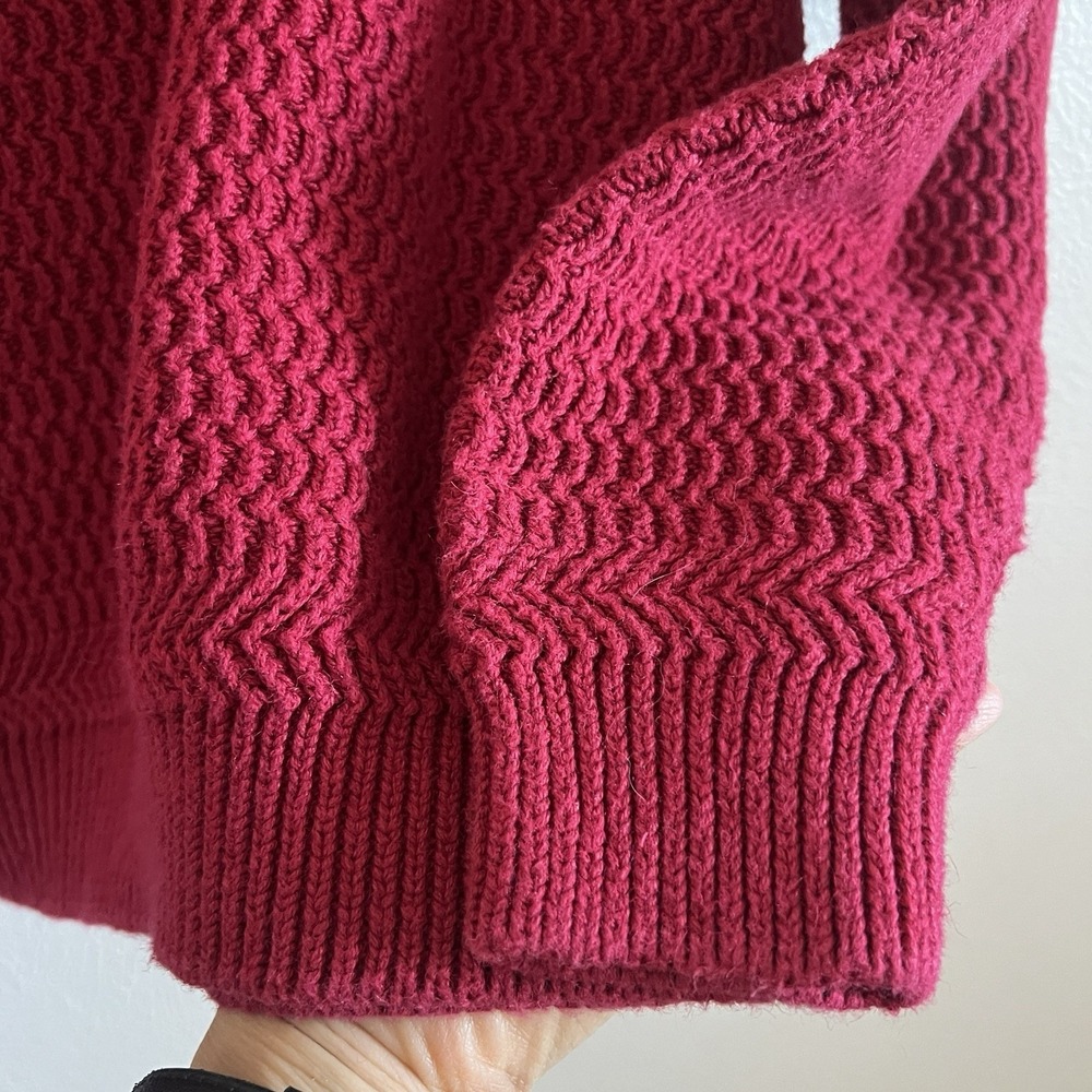 Vintage 90s Red Cotton Fisherman Knit Sweater Traditional Coastal Large - Picture 8 of 11